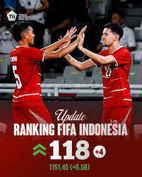 Timnas Indonesia peringkat ke-118 dunia