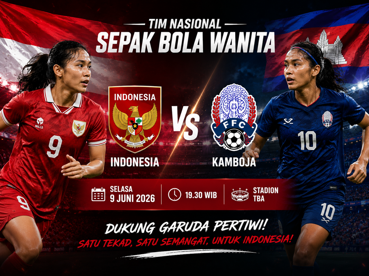 Timnas Putri Indonesia vs Kamboja